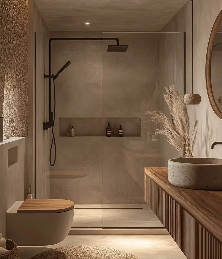 Salle de bain rénovée, douche à l'italienne
